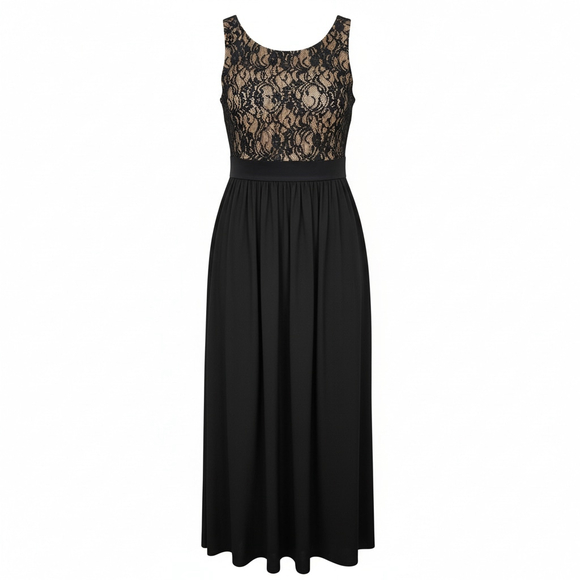 Eliza J black lace-bodice maxi dress size 8 - Picture 1 of 6